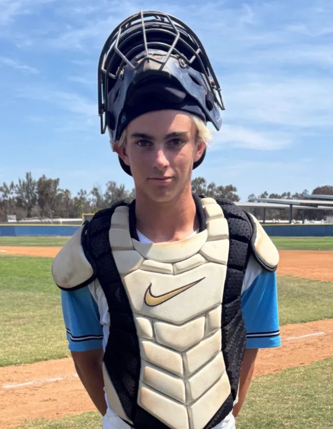 Owen Howard in catcher gear